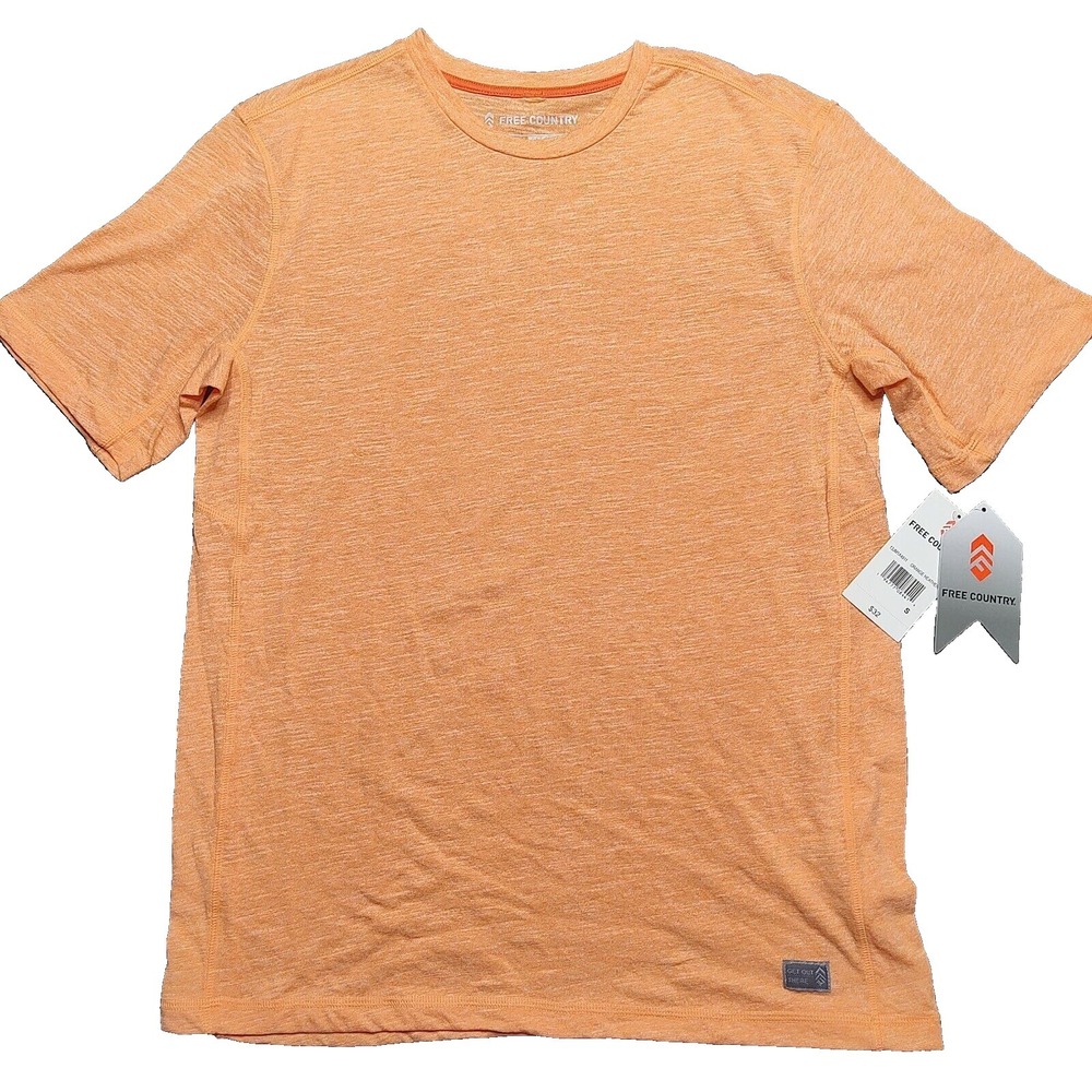 Free‎ Country Men Small Get Out There Orange Heather Activewear T-Shirt NEW
